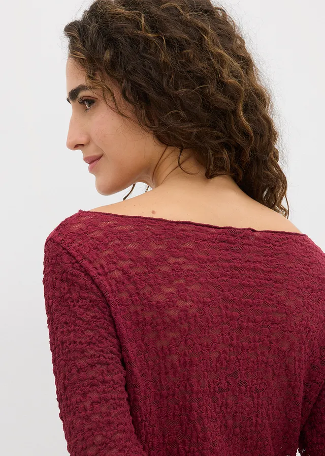 T-shirt manches longues en dentelle • bordeaux • product-page.page-title-suffix