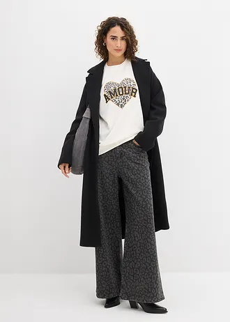 Sweat oversize en coton mélangé • écru imprimé • Boutique bonprix