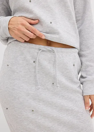 Jupe en sweat à rivets • gris clair chiné • Boutique bonprix