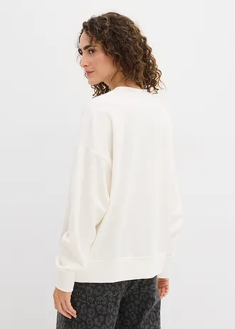 Sweat oversize en coton mélangé • écru imprimé • Boutique bonprix