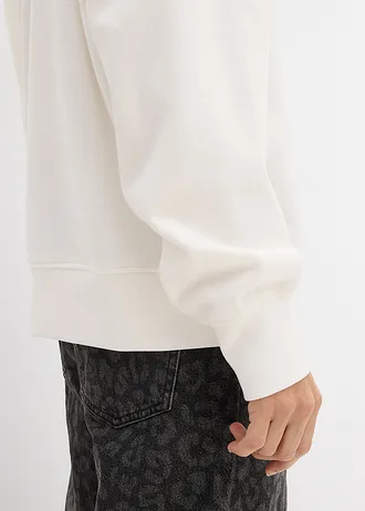 Sweat oversize en coton mélangé • écru imprimé • Boutique bonprix