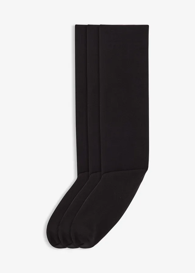 Ciorapi fini termo până la genunchi, cu fleece pe interior, 120den (set/3 perechi)