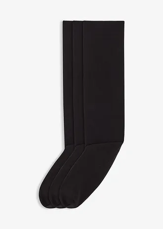 Lot de 3 paires de mi-bas thermiques 120den, intérieur éponge • noir • Boutique bonprix
