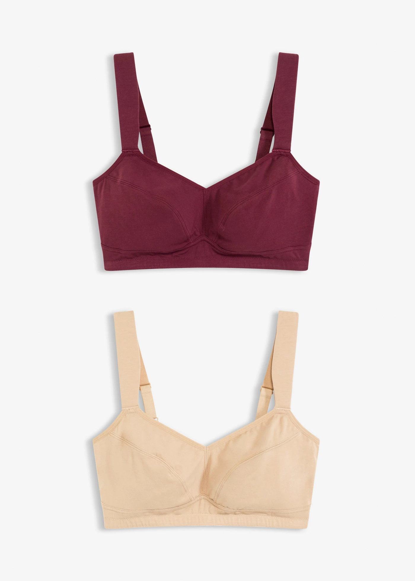 Bh zonder beugels (set van 2) met biologisch katoen • saharabeige /bessen • bonprix online shop