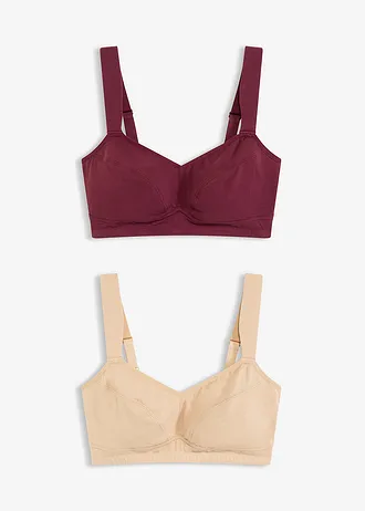 Bh zonder beugels met biologisch katoen (set van 2) • saharabeige+bessen • bonprix online shop