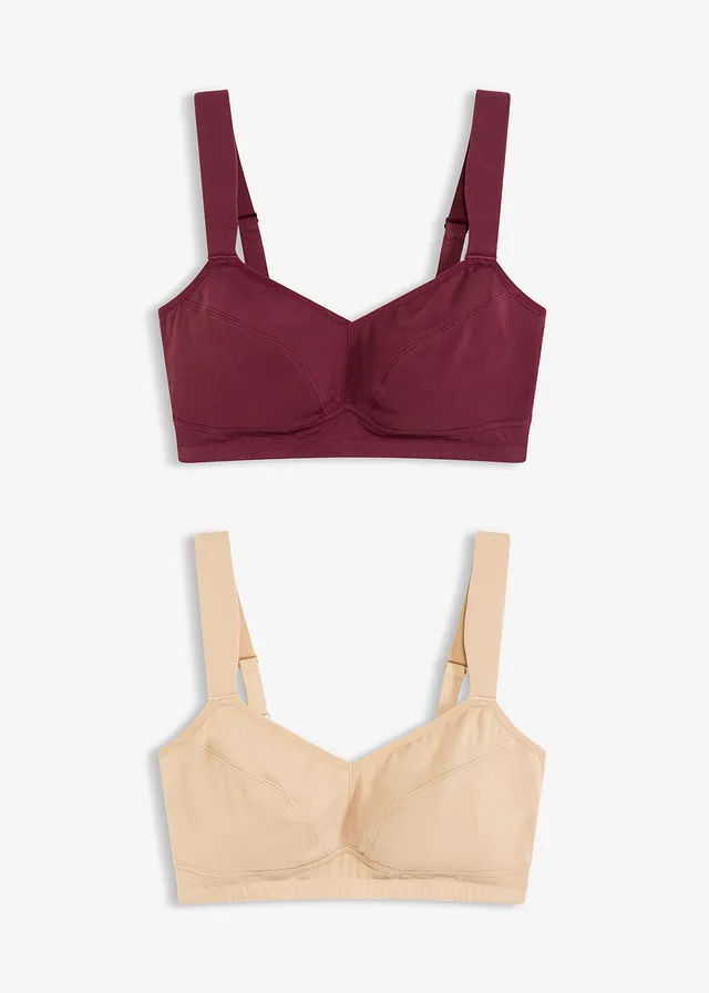 Bh zonder beugels (set van 2) met biologisch katoen • saharabeige /bessen • bonprix online shop