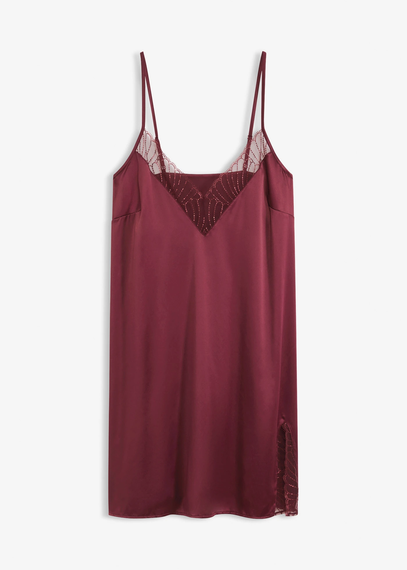 Neglijeu din satin, cu broderie elegantă • roșu burgund • magazin bonprix