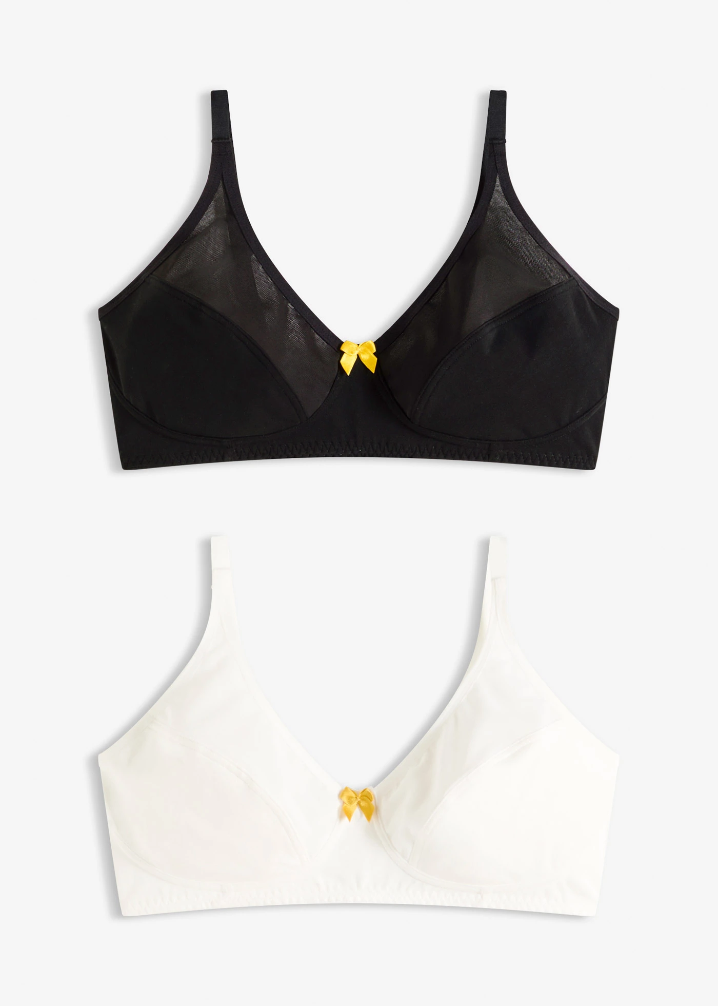Bh met katoen zonder beugels (set van 2) • zwart+wit • bonprix online shop