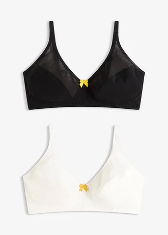 Bh met katoen zonder beugels (set van 2) • zwart+wit • bonprix online shop