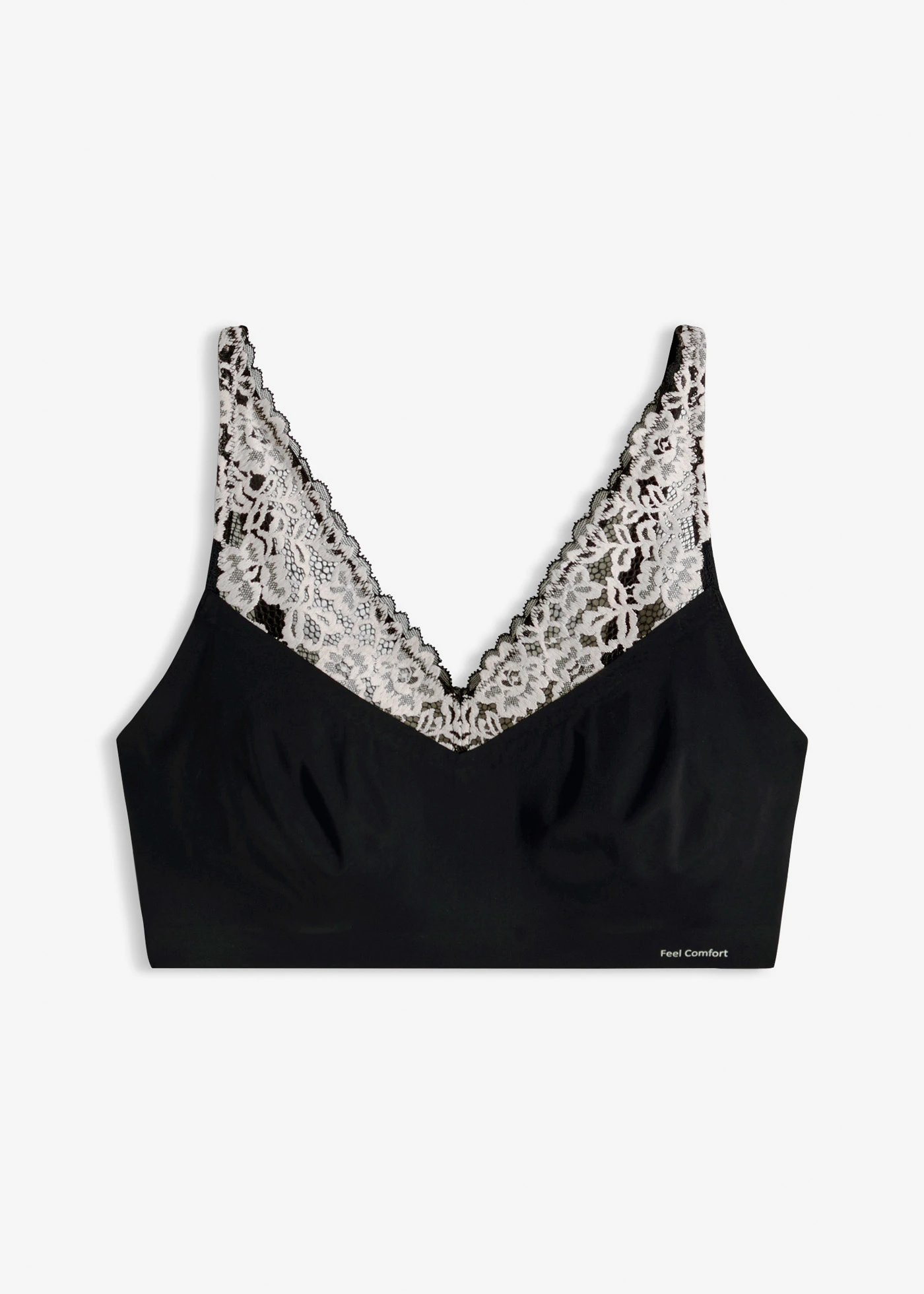 Sutien bralette Feel Comfort, lasercut • negru/ecru • magazin bonprix