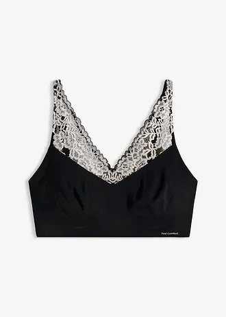 Feel Comfort Lasercut bralette • zwart/wolwit • bonprix online shop