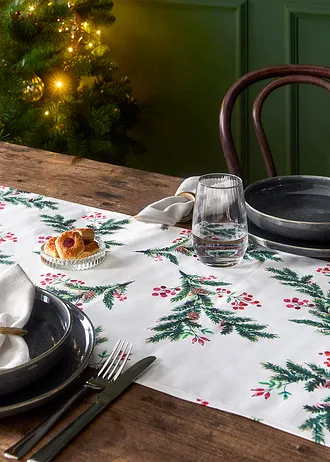 Tafelloper met twijgjes • wit-groen • bonprix online shop