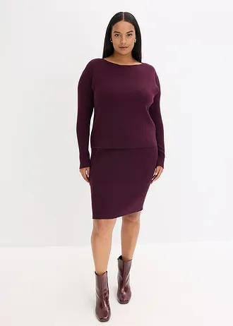 Pletené šaty s vestou (2dílná souprava) • vínově červená plus size • bonprix obchod