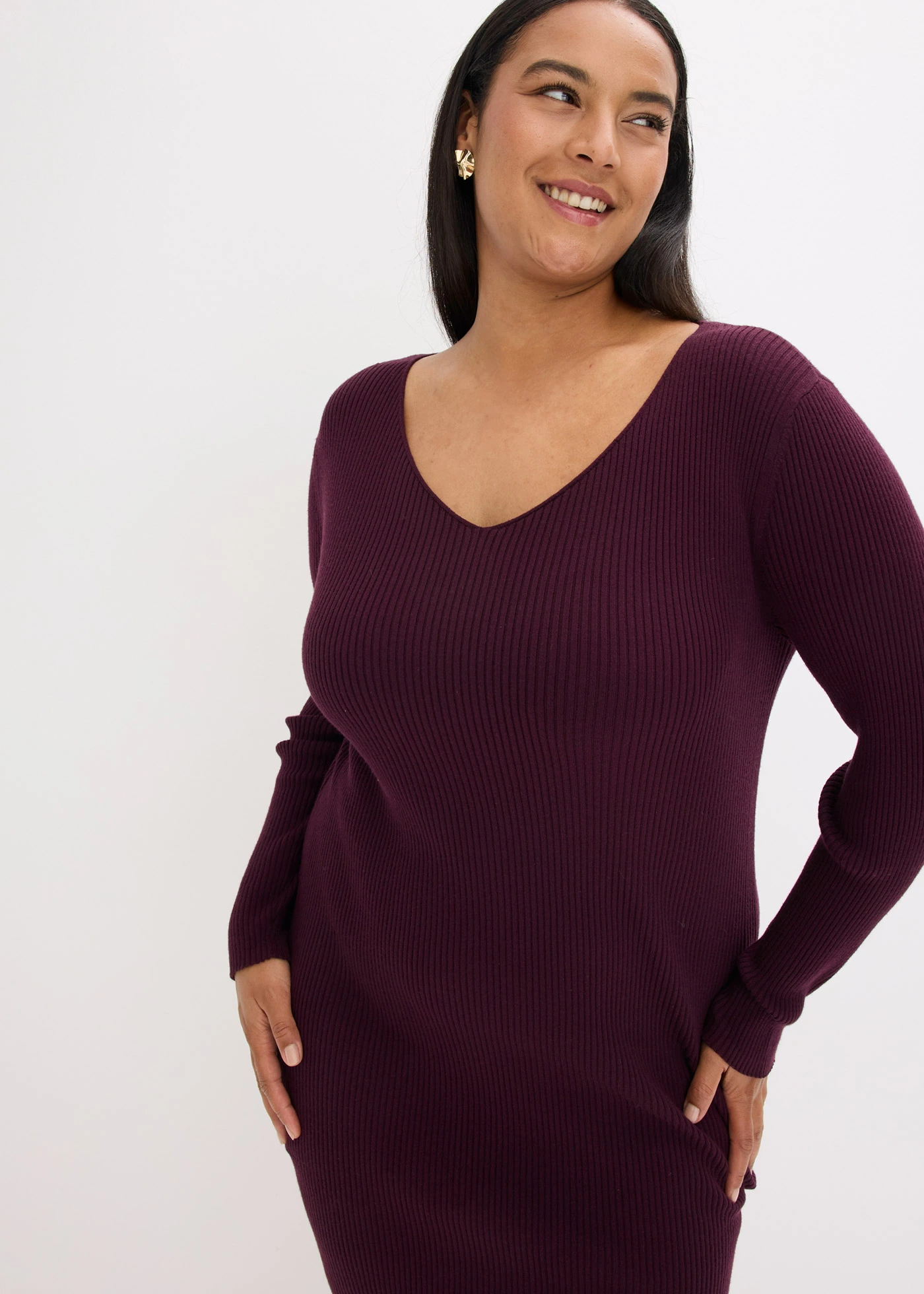 Pletené šaty s vestou (2dílná souprava) • vínově červená plus size • bonprix obchod