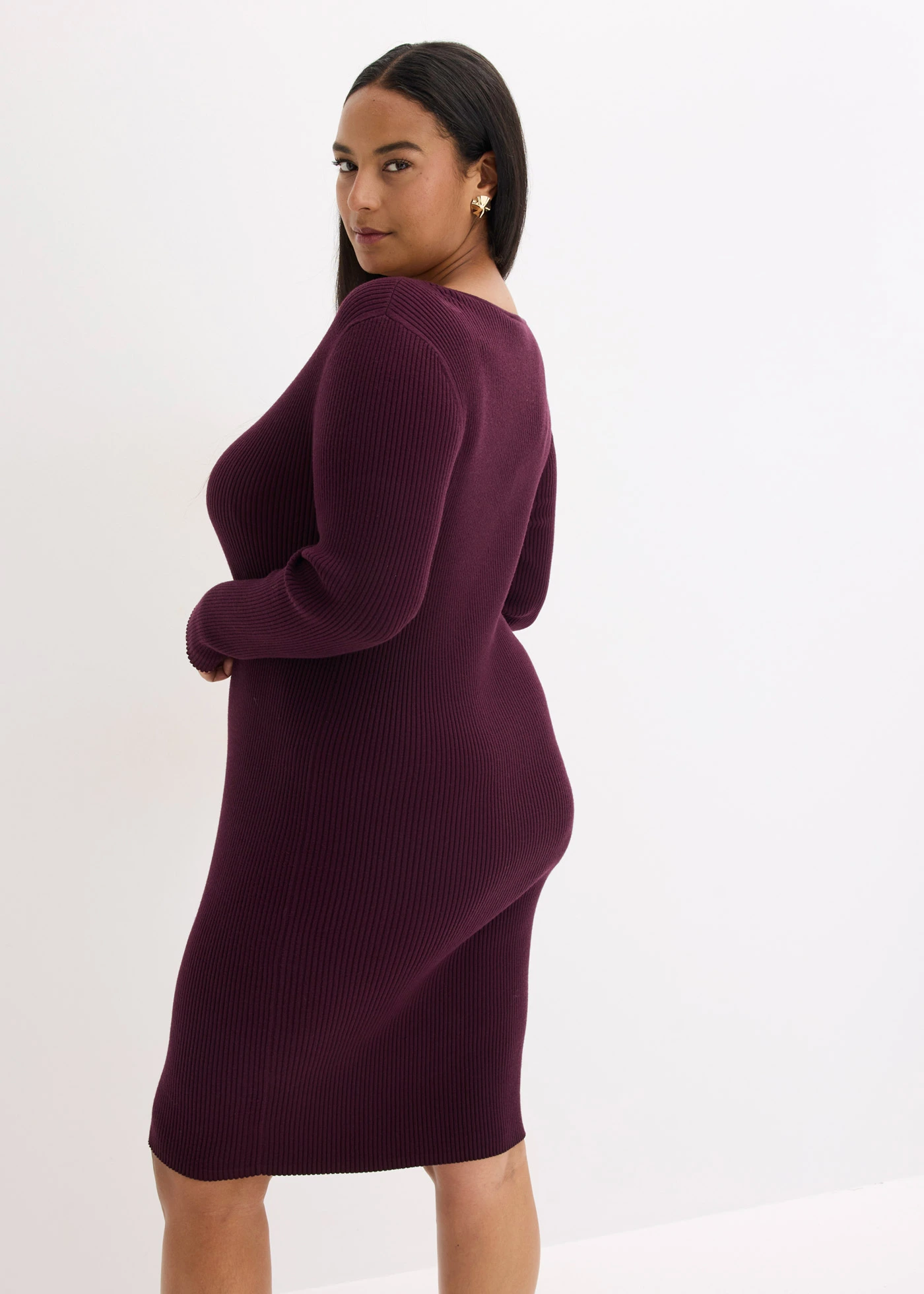 Pletené šaty s vestou (2dílná souprava) • vínově červená plus size • bonprix obchod