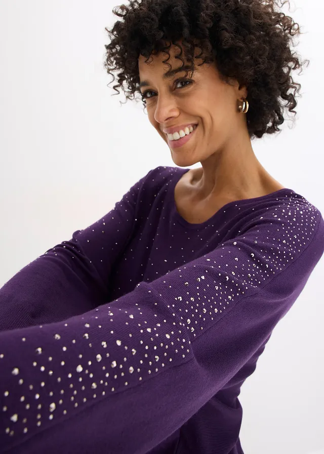 Trui met applicatie van strass • donkerpaars • product-page.page-title-suffix
