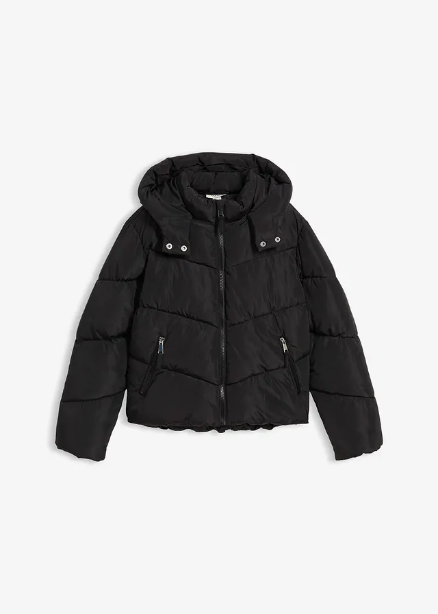Warm gevoerde puffer jacket met capuchon • zwart • bonprix online shop