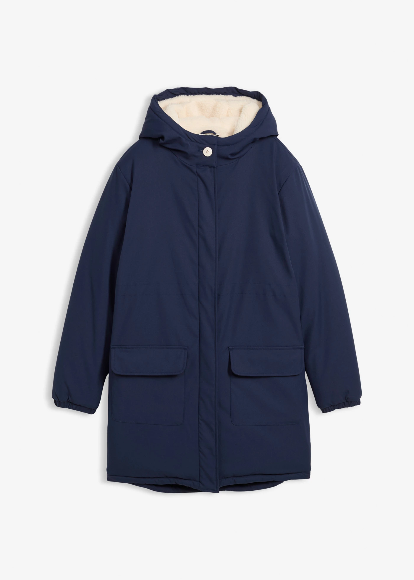 Parka d’hiver déperlante avec doublure en sherpa • bleu foncé-naturel • Boutique bonprix