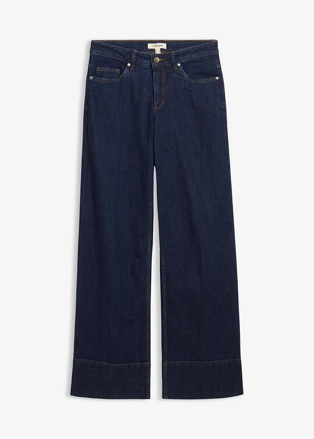 Dżinsy wide leg, mid waist, z bawełny organicznej - Bonprix