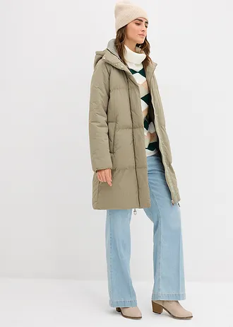 Lange gewatteerde jas, Kleur: bruin