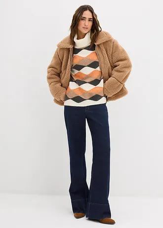 Coltrui met patroon, Kleur: naturel/camel/koperkleur/leisteengrijs