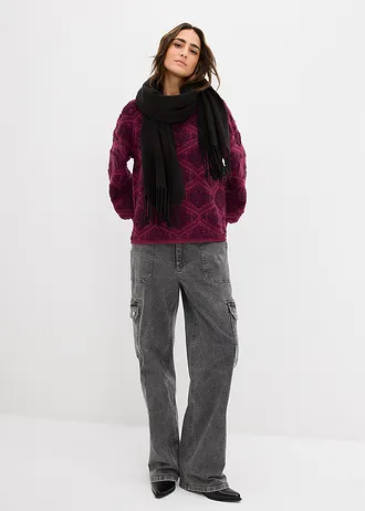 Pletený boxy svetr • bobulovo-bezinková • bonprix obchod