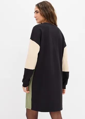 Robe sweat 100% coton • vert-noir-écru • Boutique bonprix