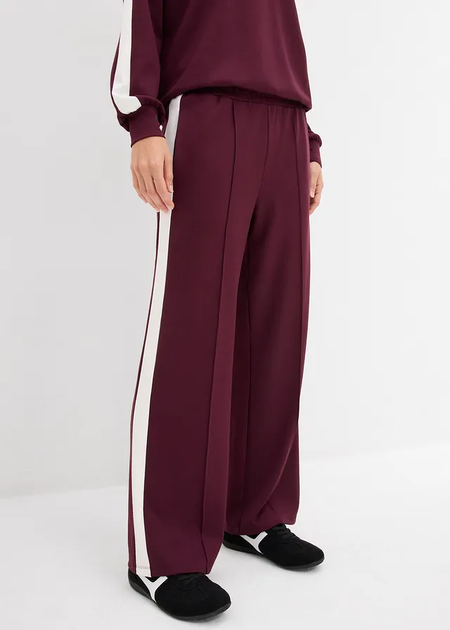 Sweatpants van interlock • wijnrood verticaal gestreept • bonprix online shop