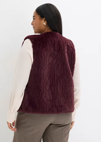 Gilet van imitatiebont, Kleur: wijnrood