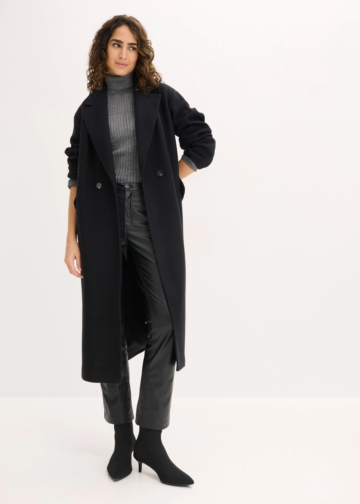 Geribde trui met glittergaren • antraciet-zilverkleur • bonprix online shop