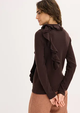 Pull fluide en fine maille de viscose mélangée • marron foncé • Boutique bonprix