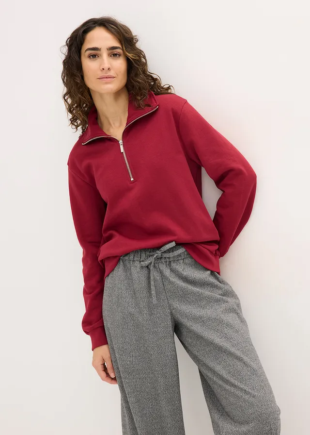Oversized sweater met ritssluiting • pruimrood • product-page.page-title-suffix