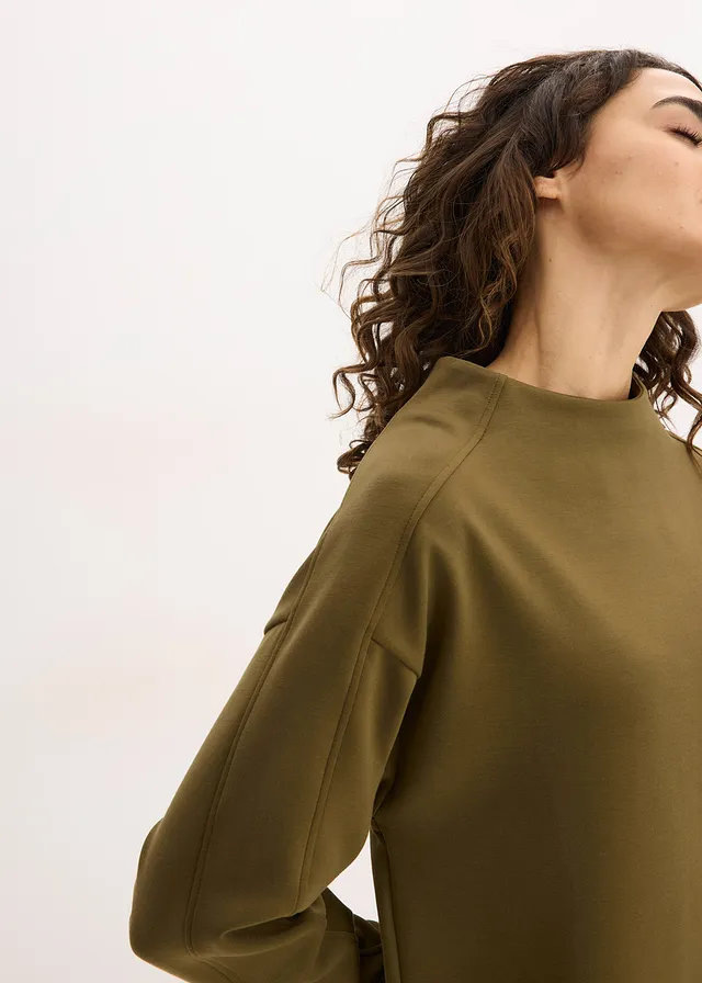 Oversized sweater van zachte scuba • olijfgroen • product-page.page-title-suffix