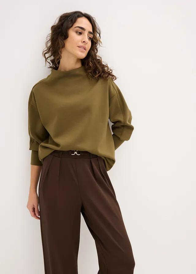Oversized sweater van zachte scuba • olijfgroen • product-page.page-title-suffix