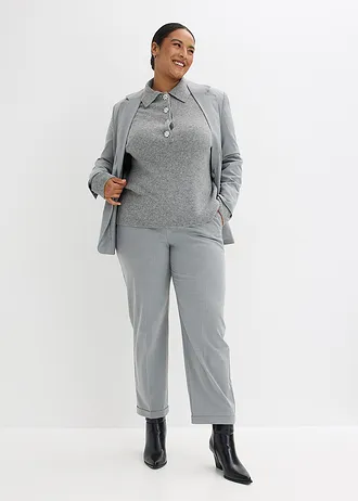 Pólo svetr s podílem vlny, barva: šedý melír