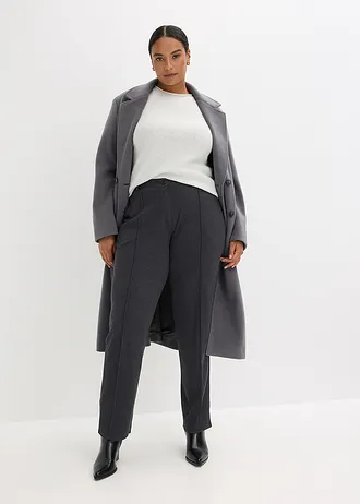 Bavlněné žerzejové kalhoty se sámky, barva: antracitový melír