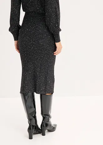 Gebreide rok met pailletten • zwart • bonprix online shop