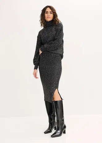 Gebreide rok met pailletten • zwart • bonprix online shop