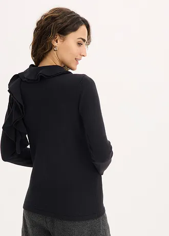 Jemne pletený pulóver z padavého viskózového mixu • čierna • obchod bonprix