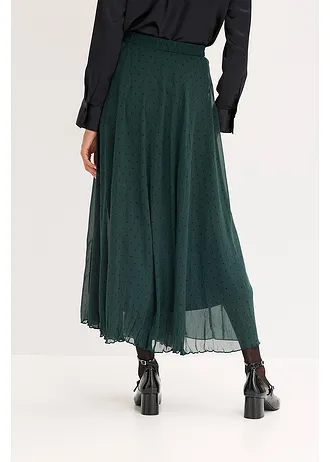 Jupe en mousseline effet froissé • vert profond pois noir • Boutique bonprix
