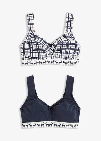 Bh zonder beugels met katoen (set van 2), Kleur: intens blauw + wolwit geruit + intens blauw