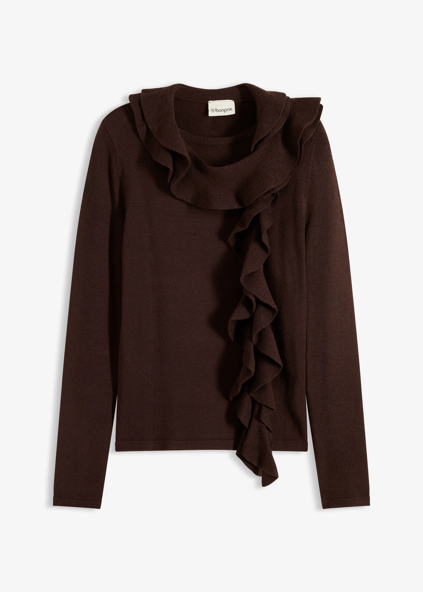 Pull fluide en fine maille de viscose mélangée • marron foncé • Boutique bonprix