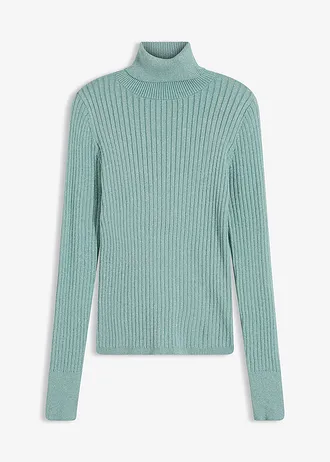 Pull côtelé avec fil brillant • sauge fumé-argenté • Boutique bonprix