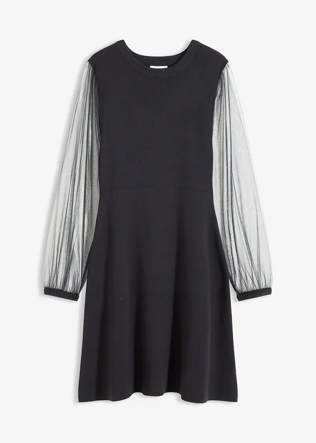 Gebreide jurk van een soepele viscosemix • zwart • bonprix online shop