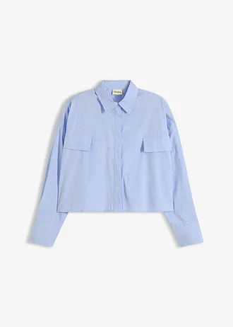 Oversize halenka z bavlněné směsi • světle modro-bílá s proužky • bonprix obchod