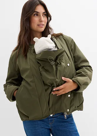 Oboustranná bunda bomber s nosicí vsadkou, 4 v 1 • tmavě olivovo-tmavě modrá • bonprix obchod