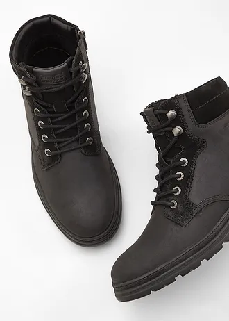 Šněrovací kožená kotníková obuv Camel Active, barva: černá