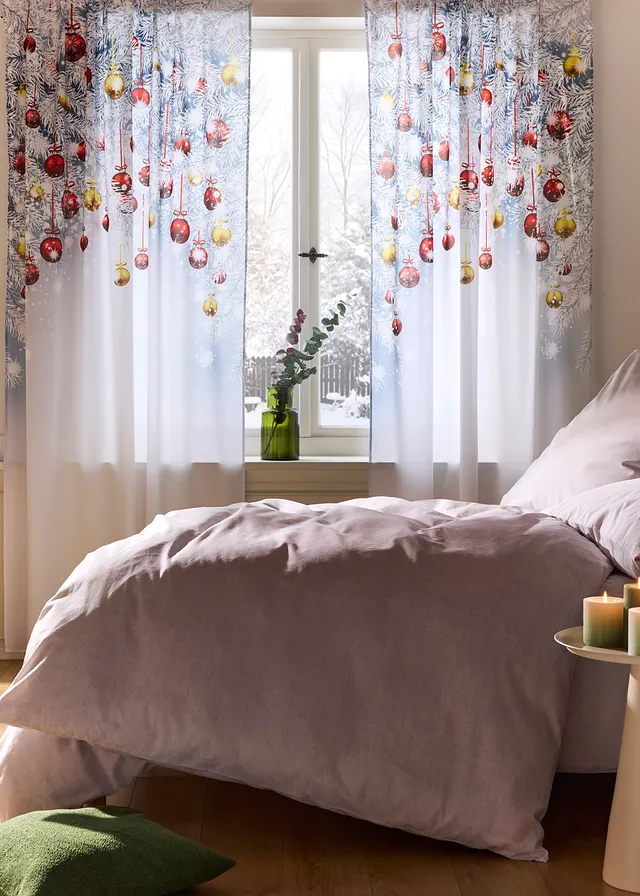 Gordijn met kerstprint (1 stuk) • rood-wit-goud • bonprix online shop