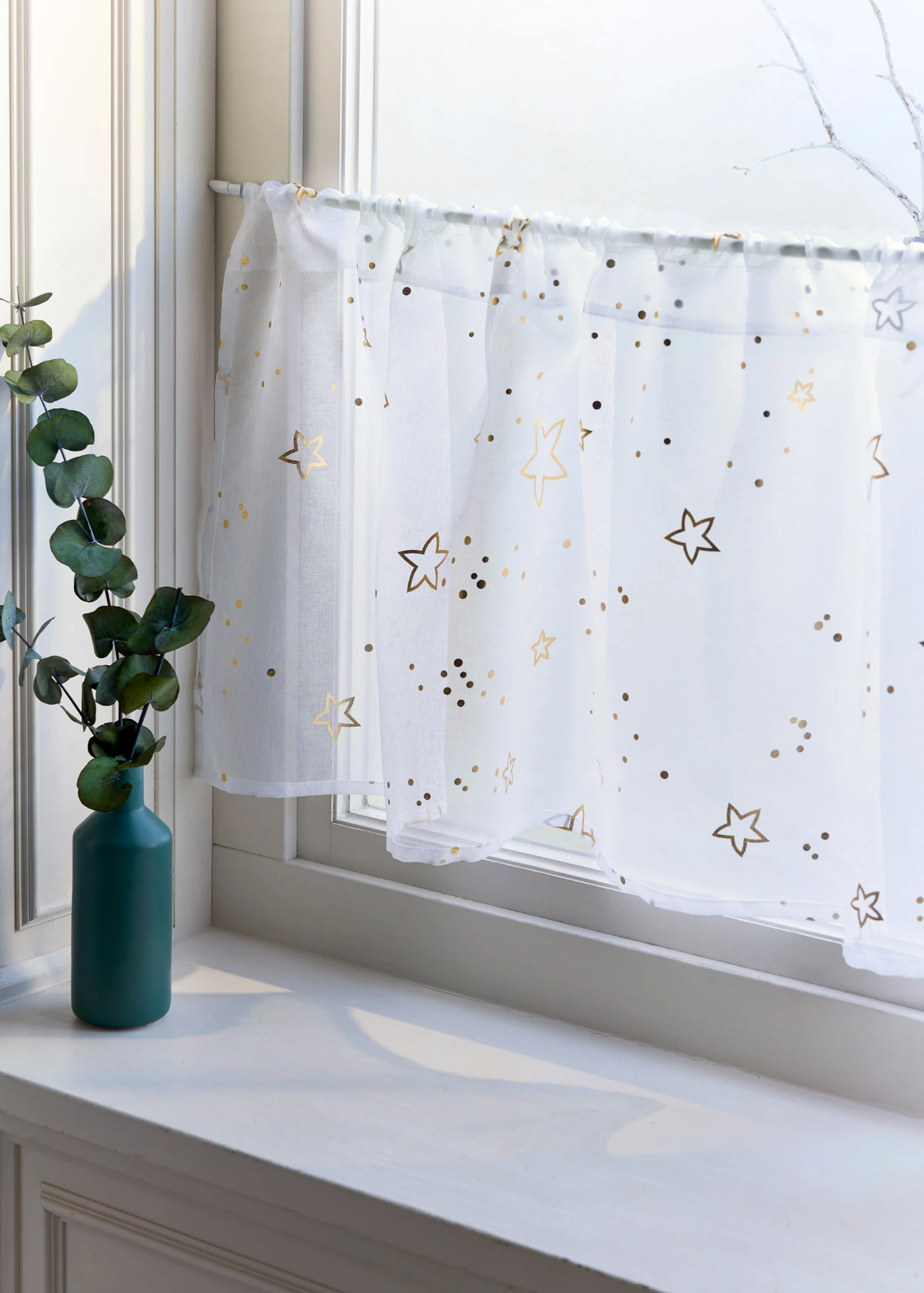 Brise-bise à imprimé étoiles brillant • doré-blanc • Boutique bonprix