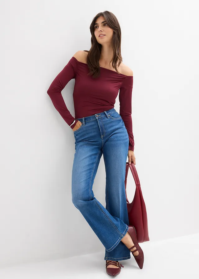 Jean bootcut, taille mi-haute • medium bleu bleached used • product-page.page-title-suffix